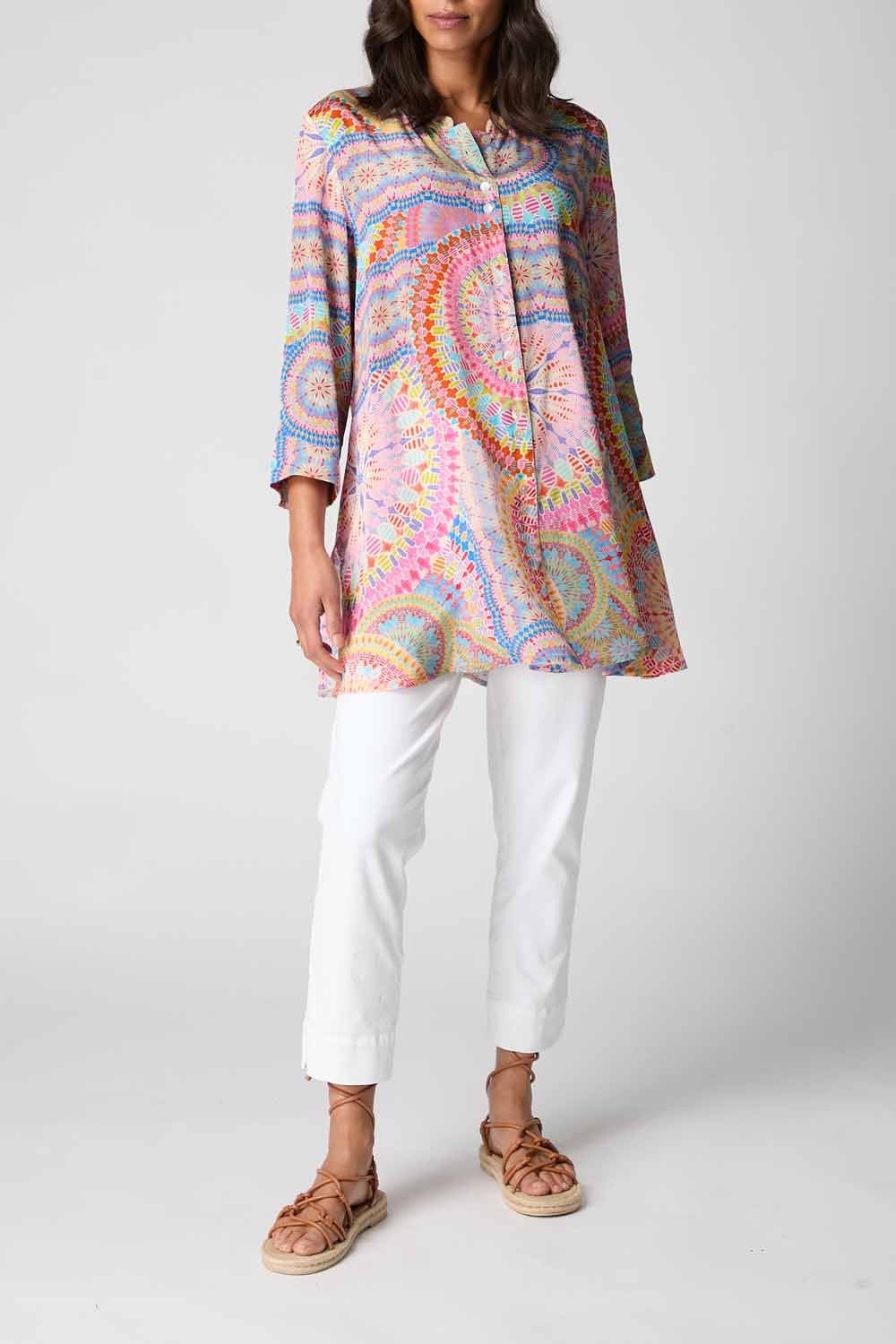 CIRCLE MANDALA PRINT SHIRT | COL=MULTI