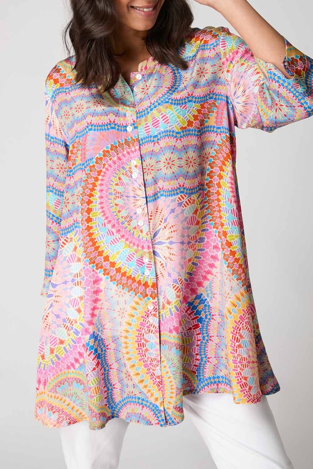 CIRCLE MANDALA PRINT SHIRT | COL=MULTI