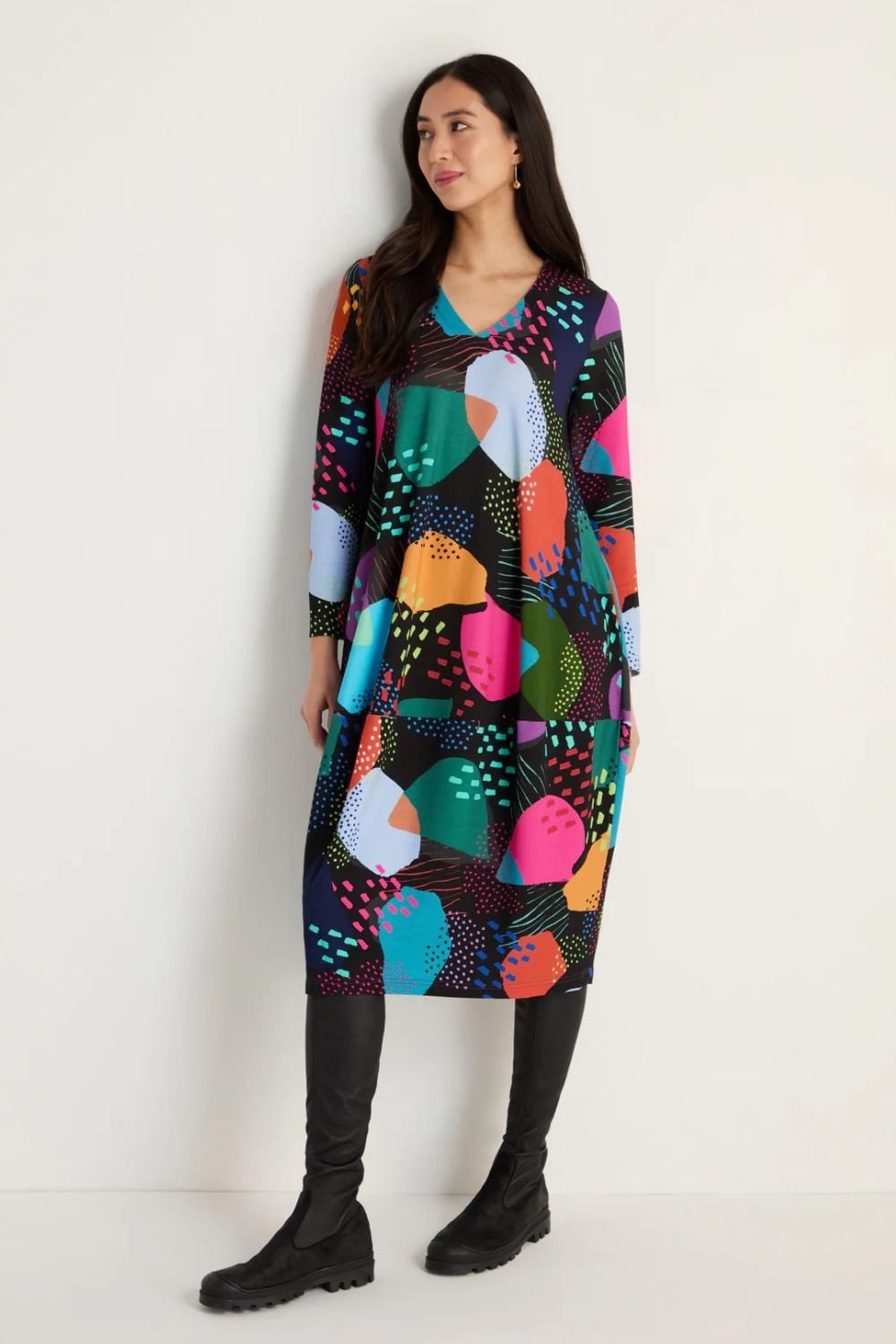 COLOUR PLAY PRINT  JERSEY BUBBLE DRESS | COL=MULTI