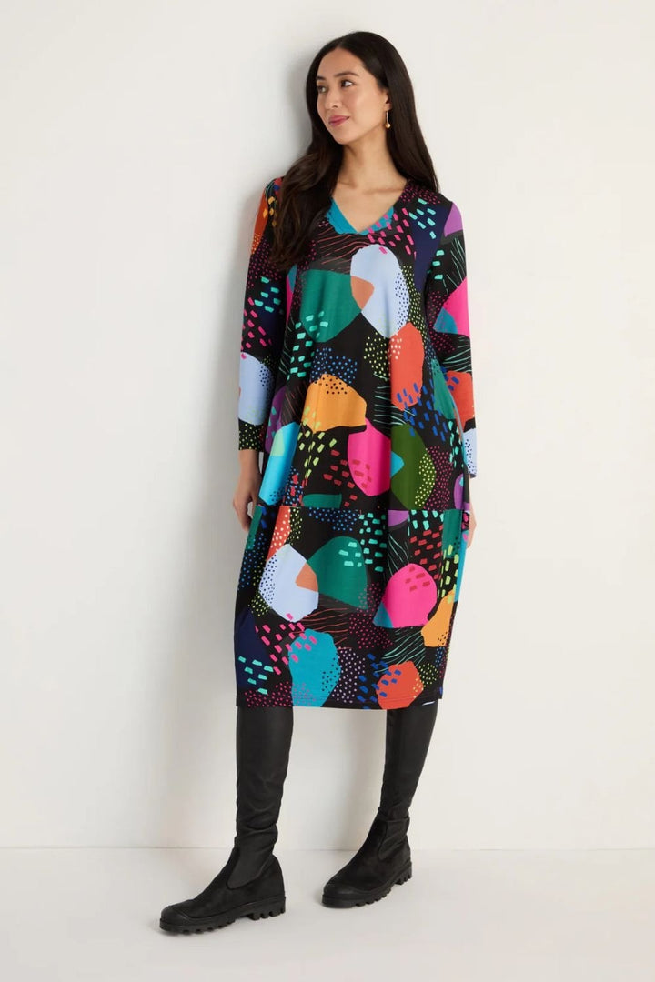 COLOUR PLAY PRINT  JERSEY BUBBLE DRESS | COL=MULTI
