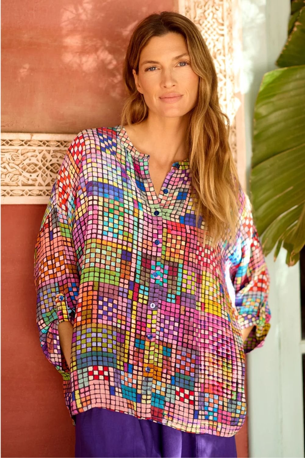 COLOURED GLASS TILES BOXY SHIRT | COL=MULTI