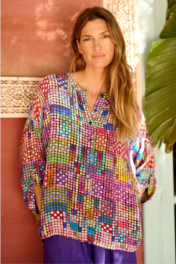 COLOURED GLASS TILES BOXY SHIRT | COL=MULTI