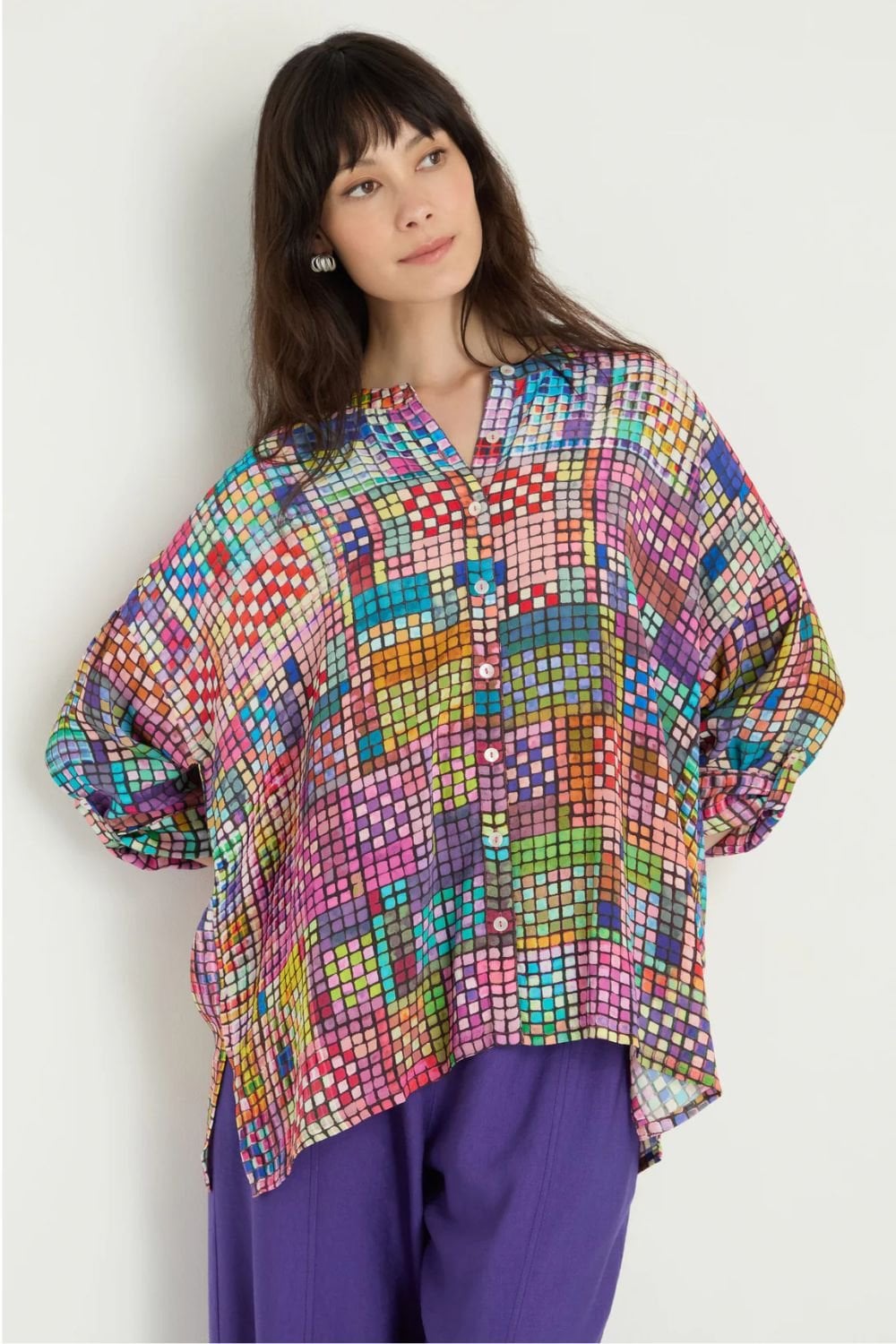 COLOURED GLASS TILES BOXY SHIRT | COL=MULTI