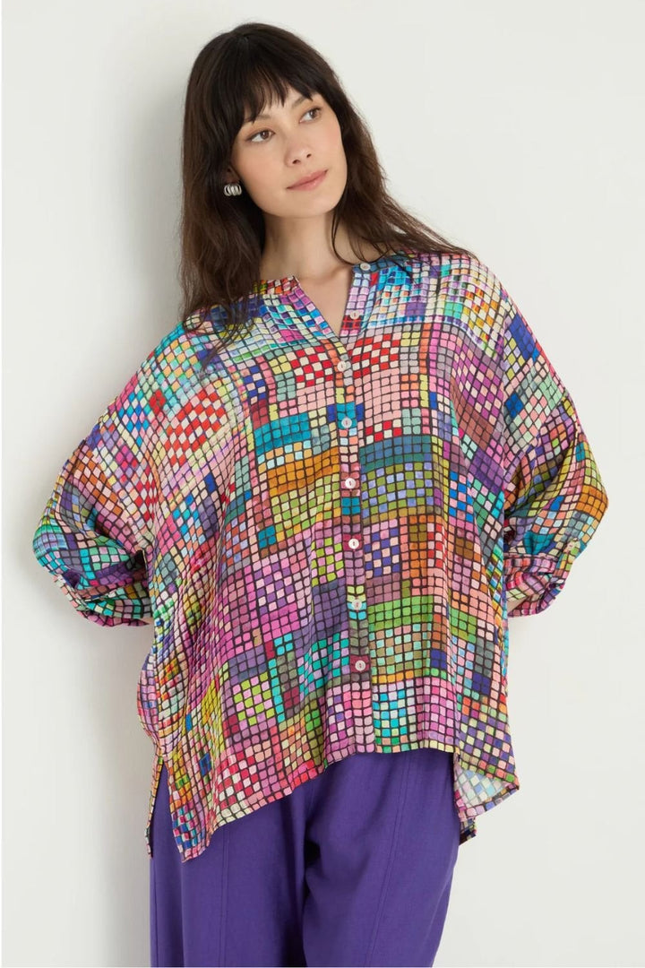 COLOURED GLASS TILES BOXY SHIRT | COL=MULTI