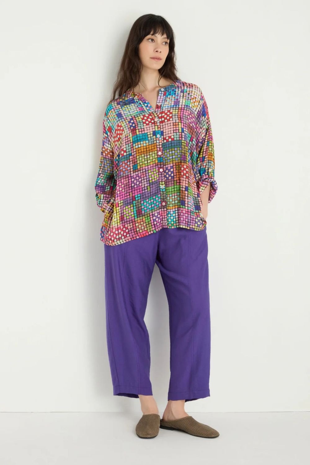COLOURED GLASS TILES BOXY SHIRT | COL=MULTI