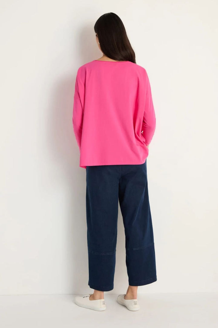 COTTON JERSEY BOXY POCKET TOP | COL=RASPBERRY