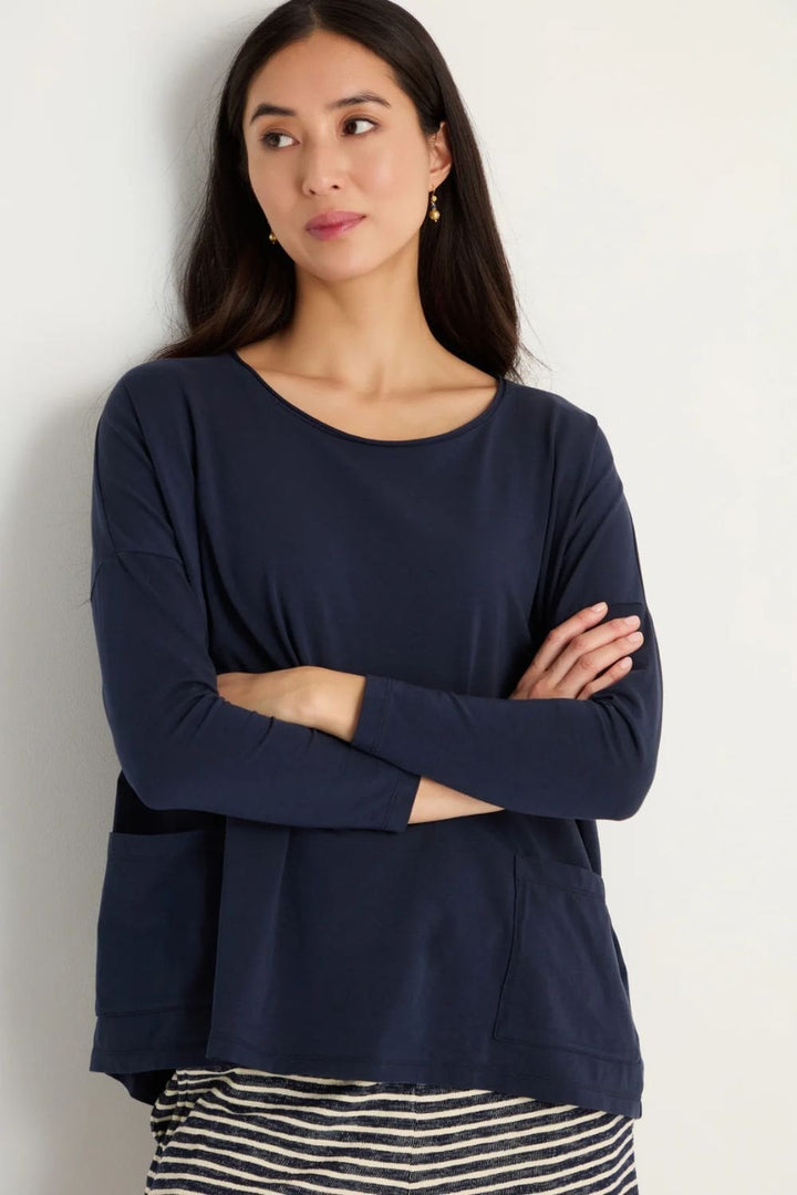 COTTON JERSEY BOXY POCKET TOP | COL=NIGHT