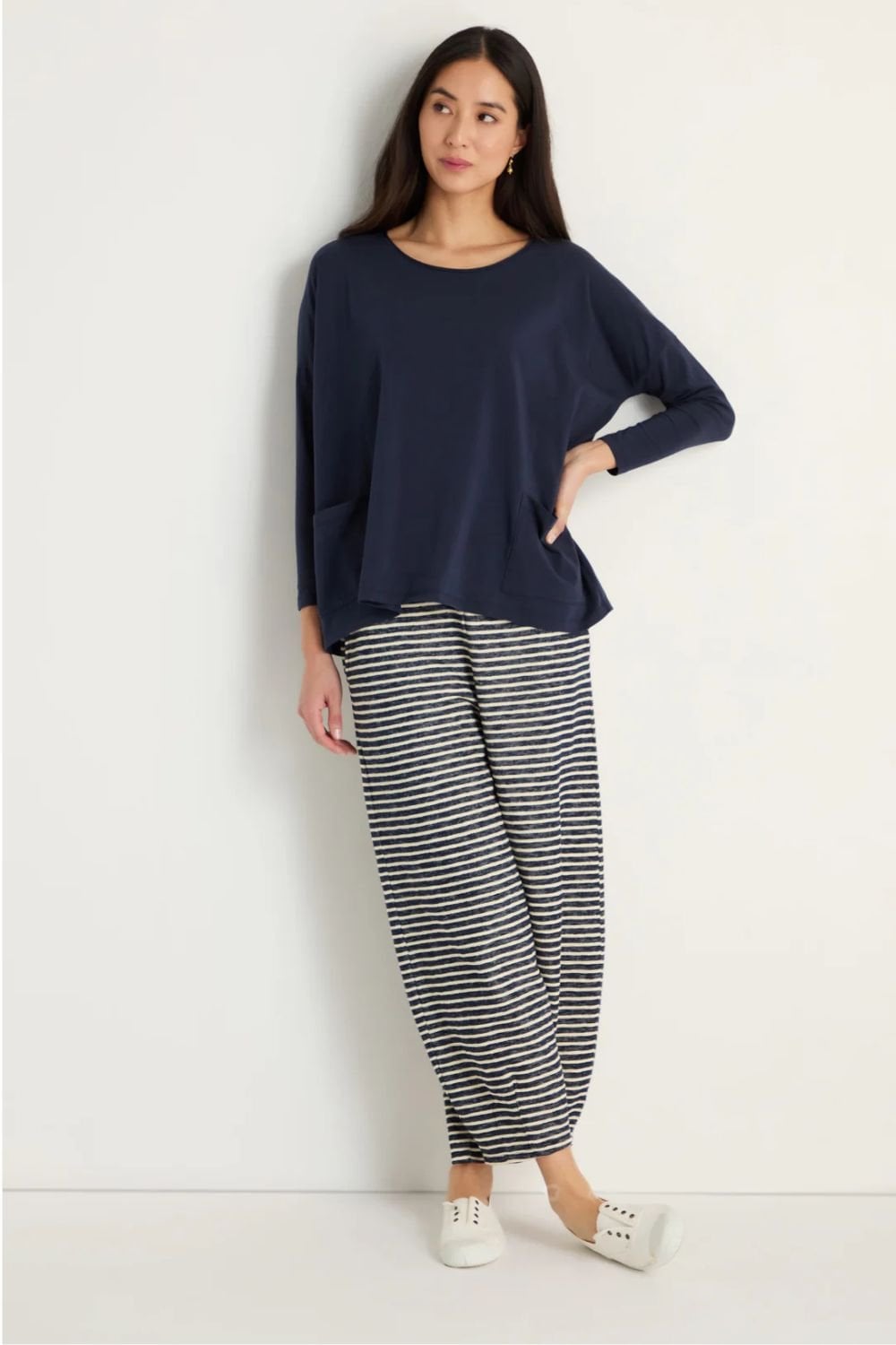 COTTON JERSEY BOXY POCKET TOP | COL=NIGHT