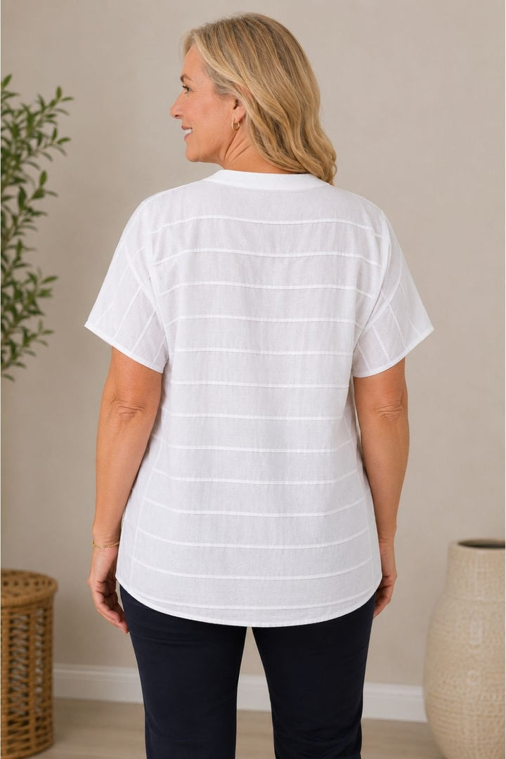 COTTON PLEAT VOILE SHIRT | COL=WHITE