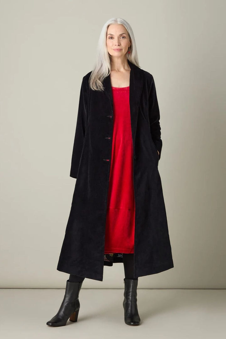 COTTON VELVET COAT | COL=BLACK