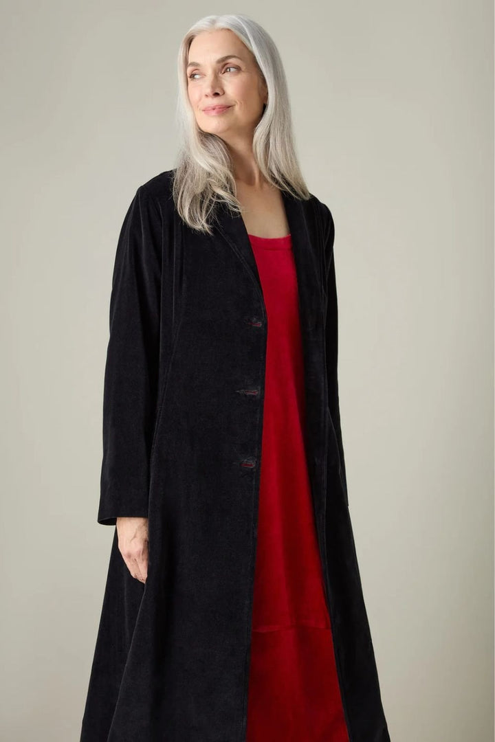 COTTON VELVET COAT | COL=BLACK