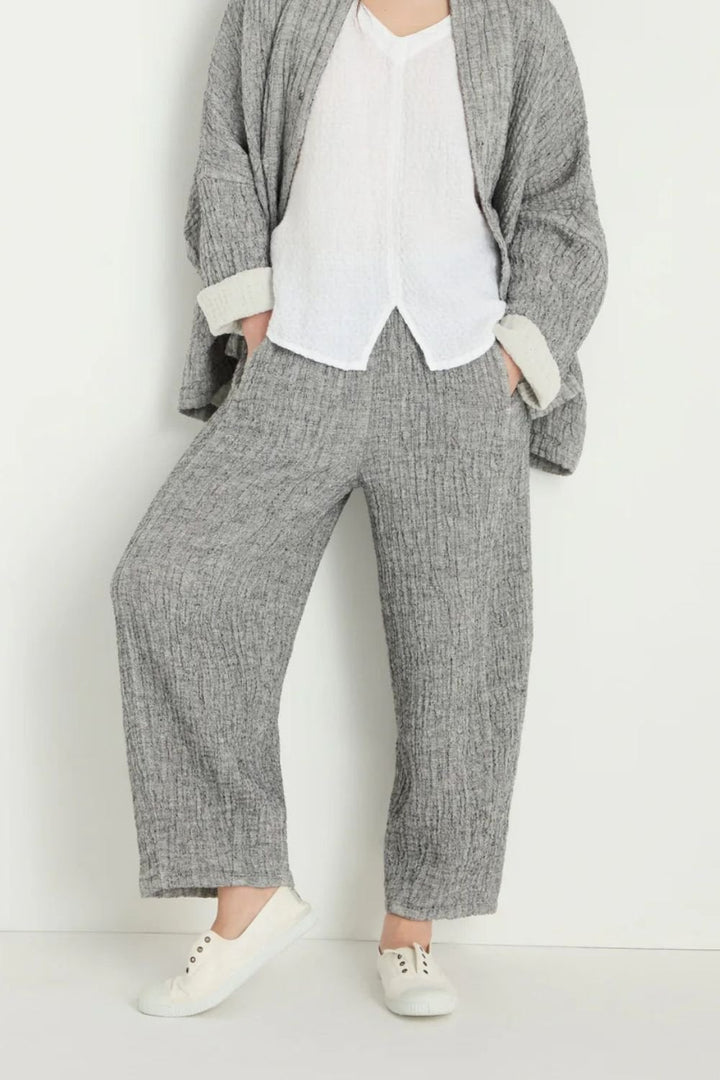 CRINKLE DOUBLE FACE LINEN BUBBLE TROUSER | COL=BLACK/WHITE