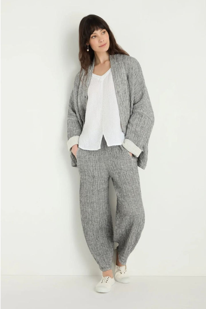 CRINKLE DOUBLE FACE LINEN BUBBLE TROUSER | COL=BLACK/WHITE