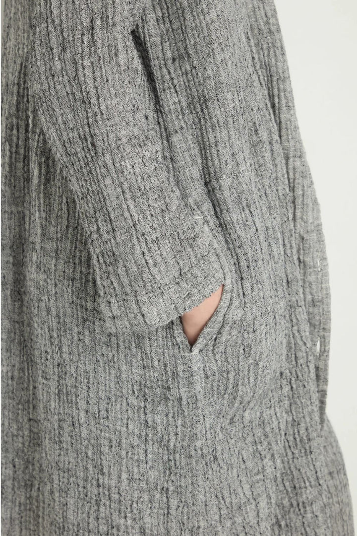CRINKLE DOUBLE FACED LINEN SHIRT DRESS | COL=BLACK/WHITE