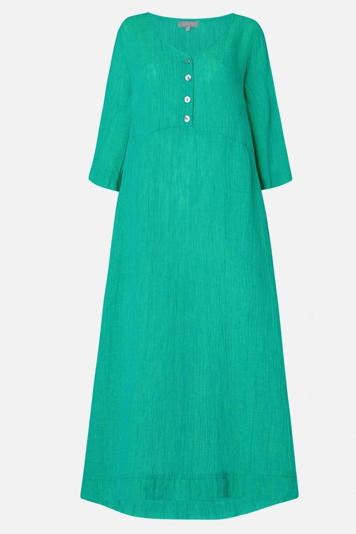 CRINKLE LINEN V NECK DRESS | COL=MENTHOL