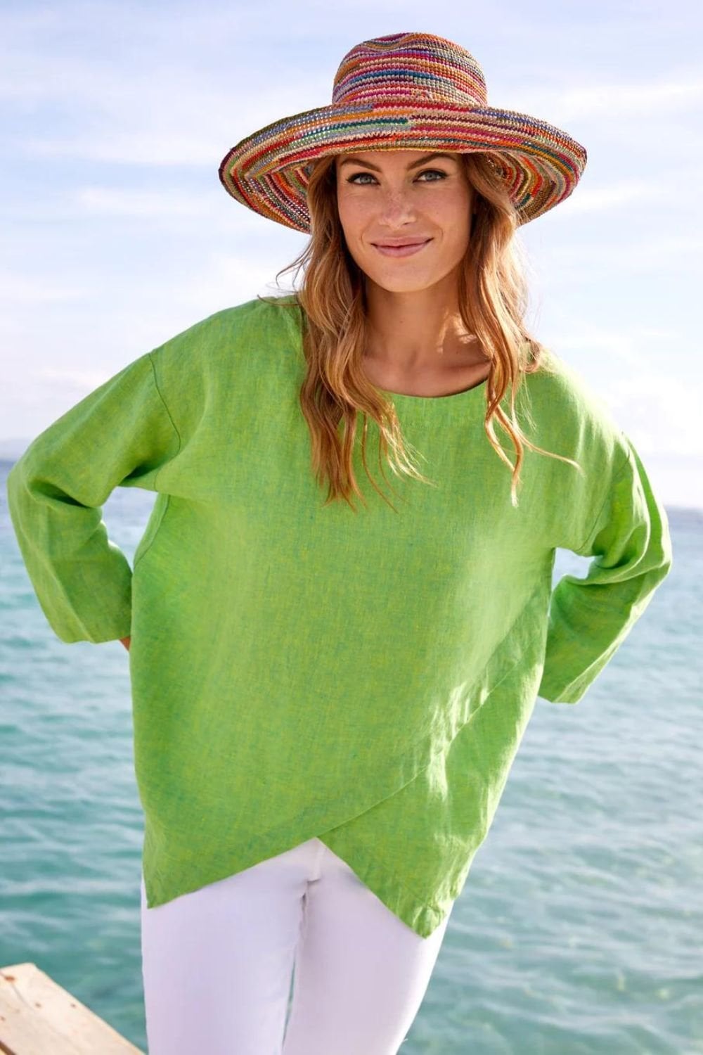 CROSS DYE LIEN ASYMMETRIC TOP | COL=PEASHOOT