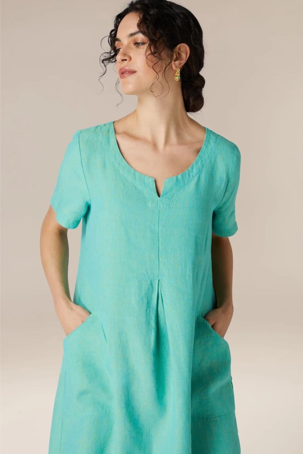 CROSS SYE PLEATED FRONTBUBBLE  DRESS | COL=AQUAMARINE