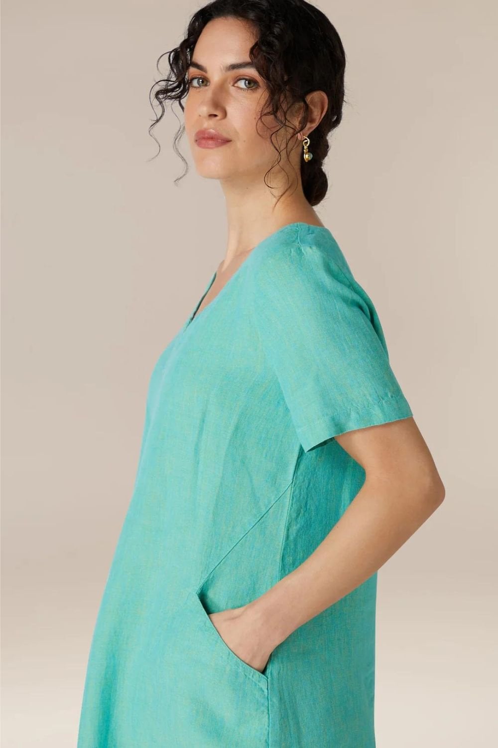 CROSS SYE PLEATED FRONTBUBBLE  DRESS | COL=AQUAMARINE
