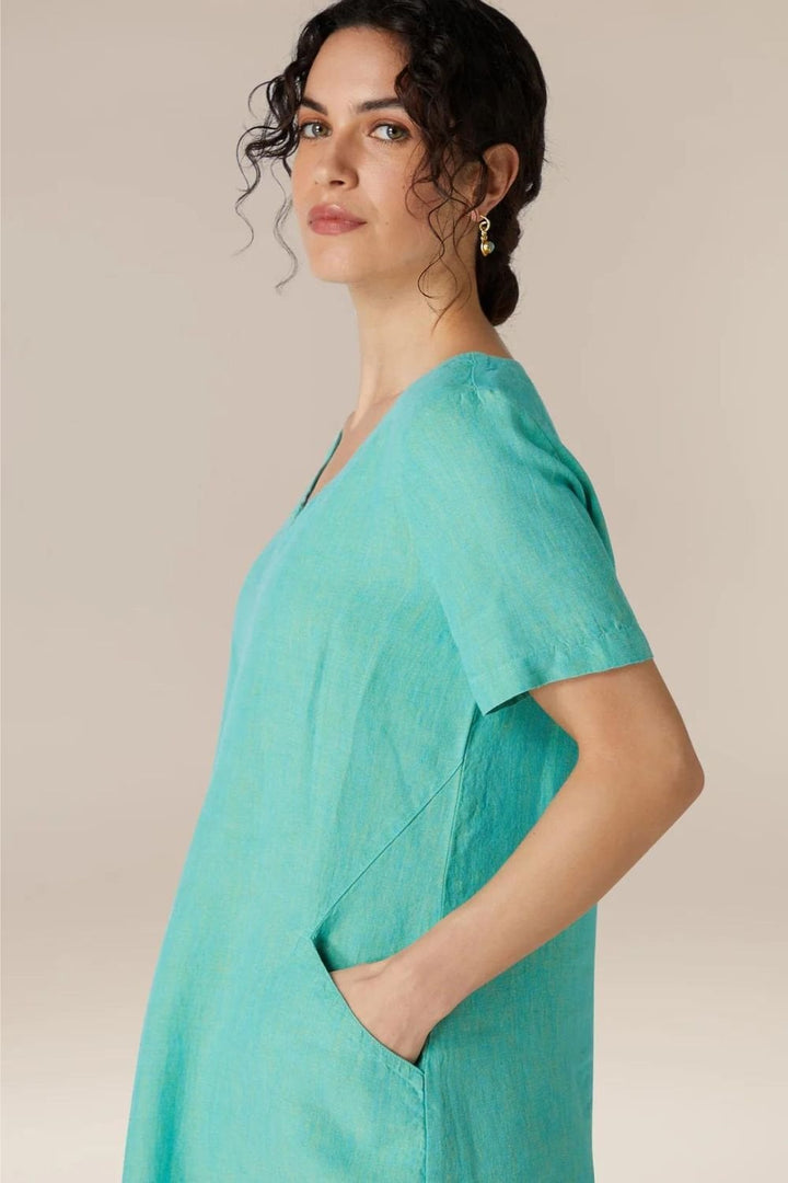 CROSS SYE PLEATED FRONTBUBBLE  DRESS | COL=AQUAMARINE