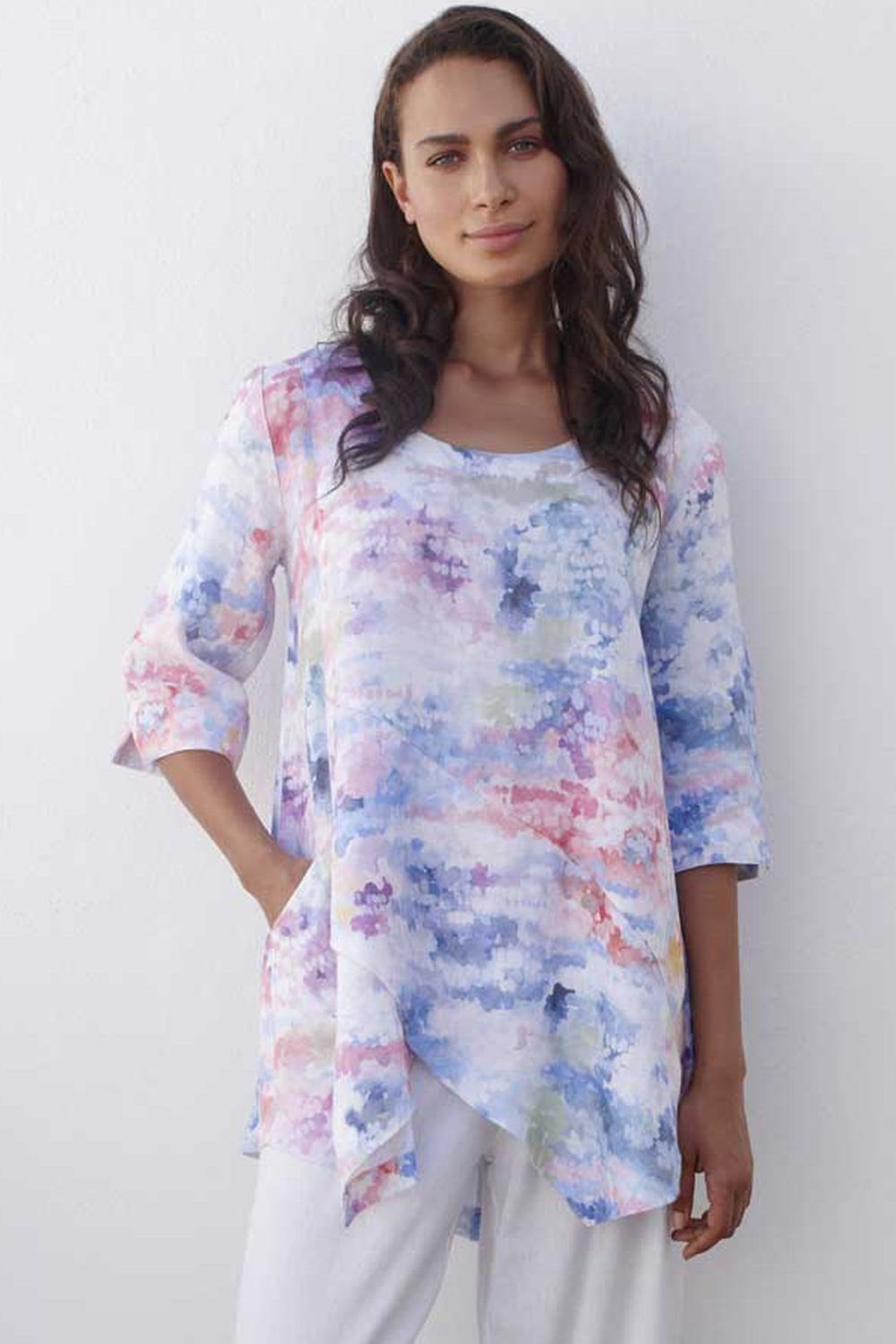 DAPPLE LINEN PRINT TUNIC | COL=MULTI