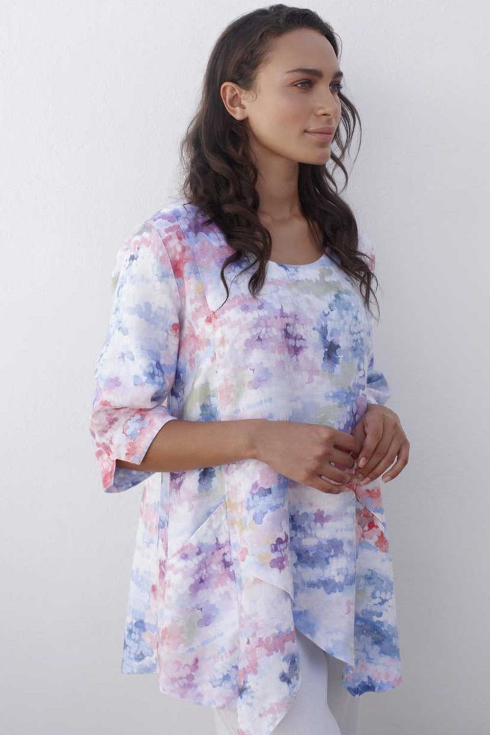 DAPPLE LINEN PRINT TUNIC | COL=MULTI