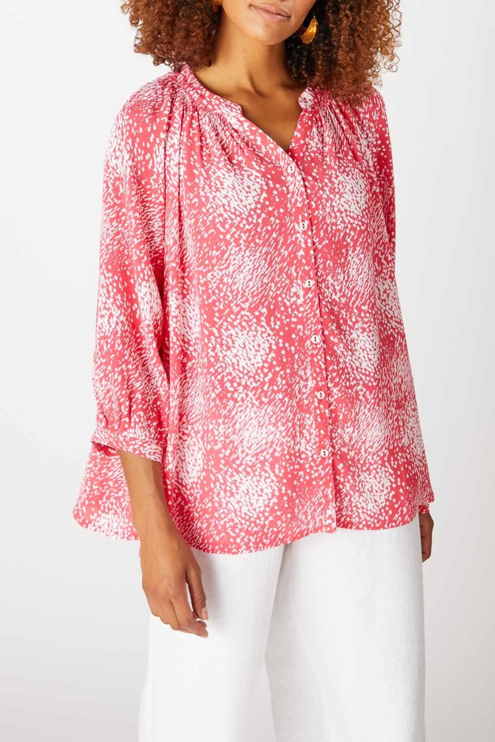 DASH SPECKLE PRINT SHIRT | COL=HOT CORAL