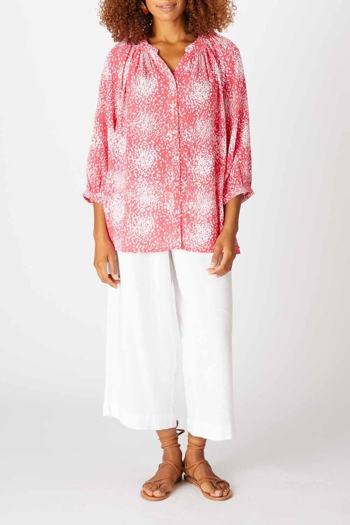 DASH SPECKLE PRINT SHIRT | COL=HOT CORAL