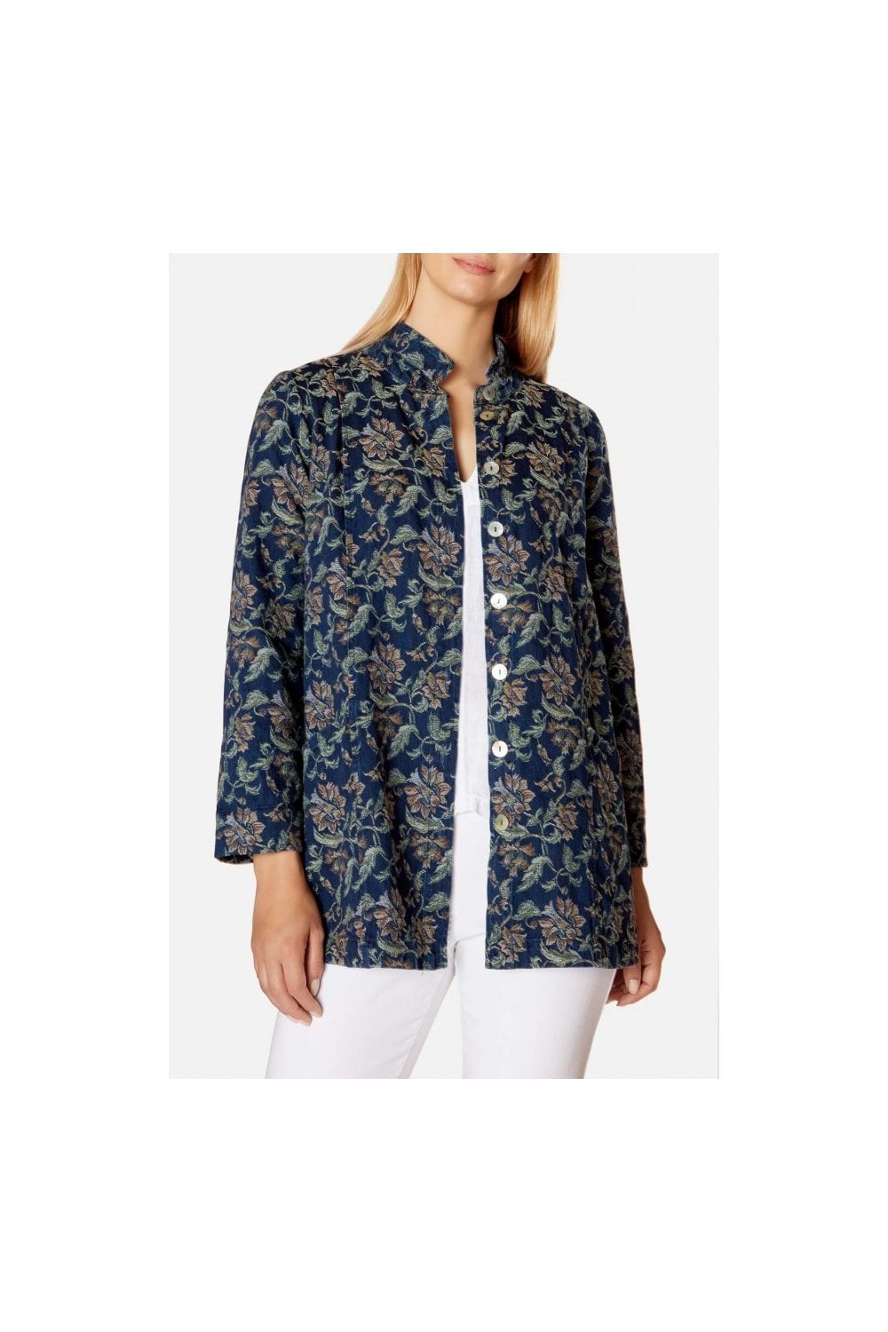DENIM FLORAL JAQUARD JACKET | COL=MULTI