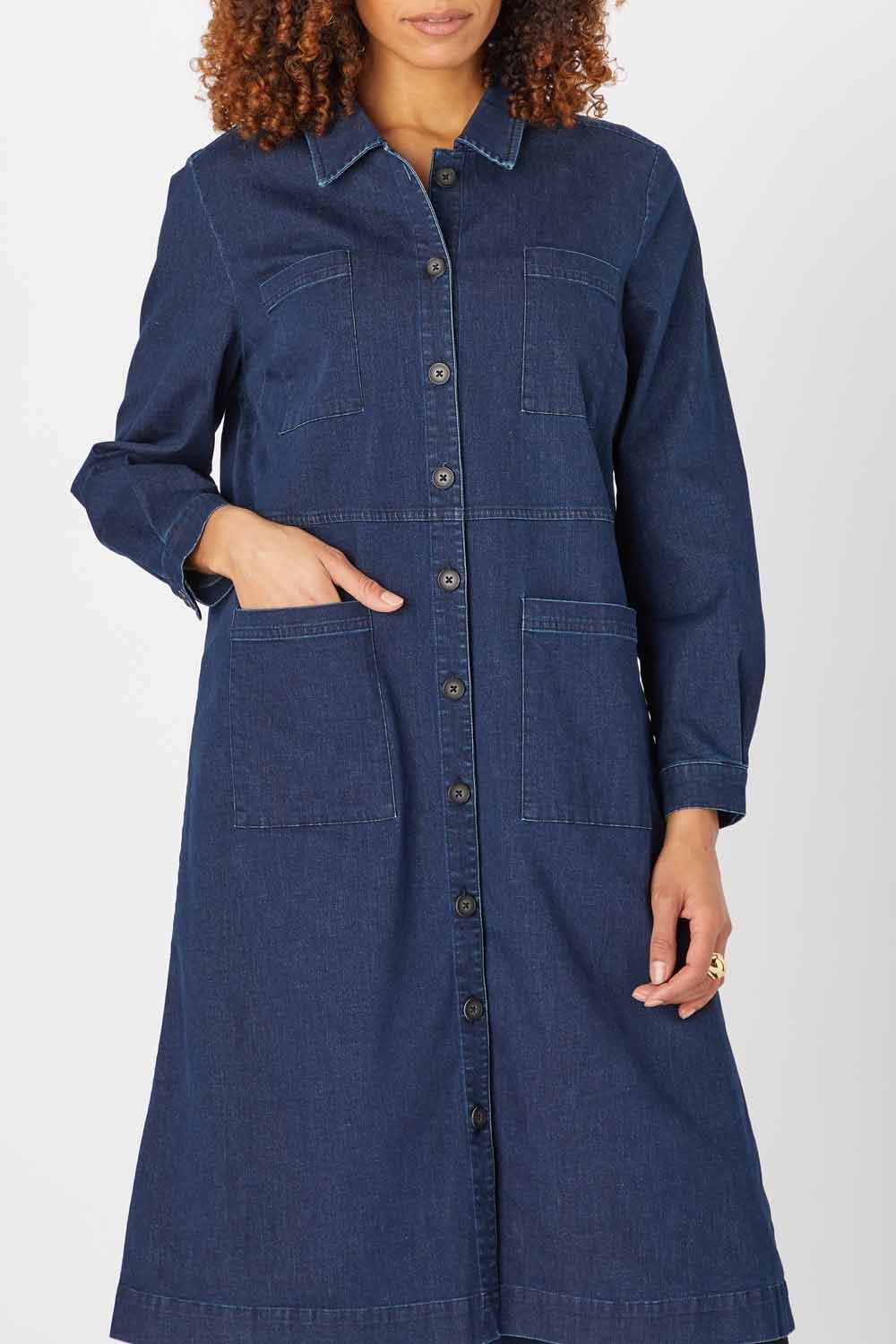 DENIM POCKET SHIRT DRESS | COL=DENIM