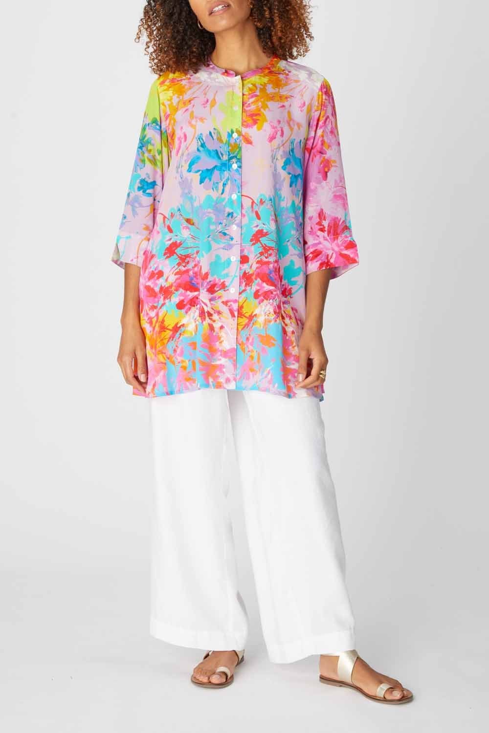 FLOWER CANVAS PRINT SHIRT | COL=MULTI