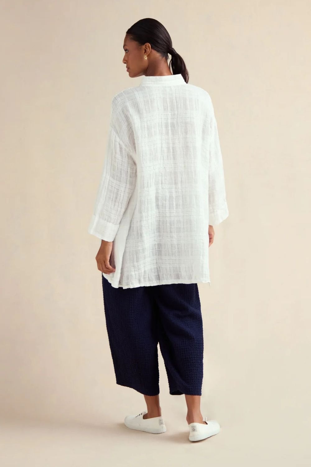 GAUZY CHECK SHIRT | COL=WHITE
