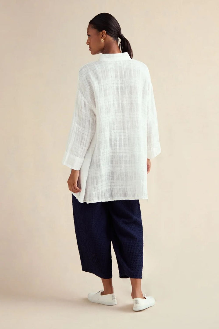 GAUZY CHECK SHIRT | COL=WHITE