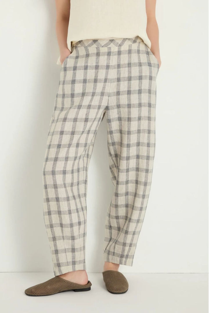 MULTI LINES GRID BUBBLE TROUSER | COL=ECRU