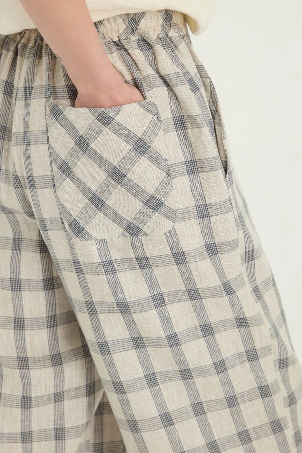 MULTI LINES GRID BUBBLE TROUSER | COL=ECRU