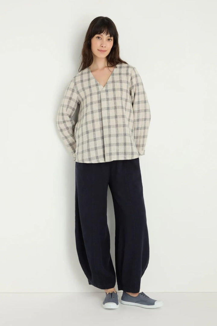 MULTI LINES GRID TOP | COL=ECRU