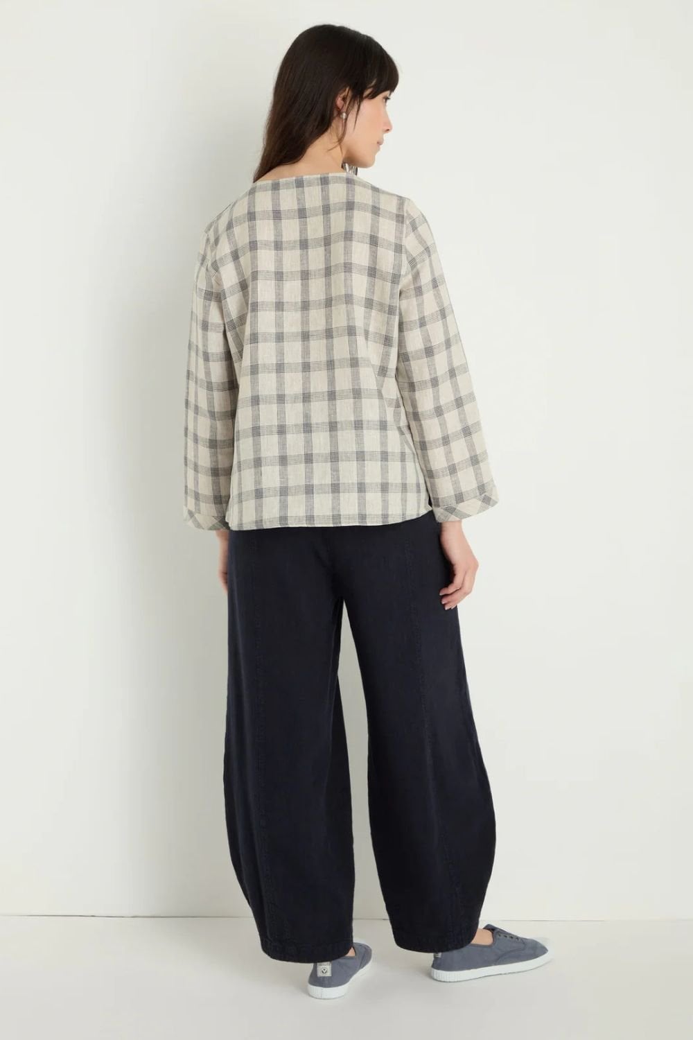 MULTI LINES GRID TOP | COL=ECRU