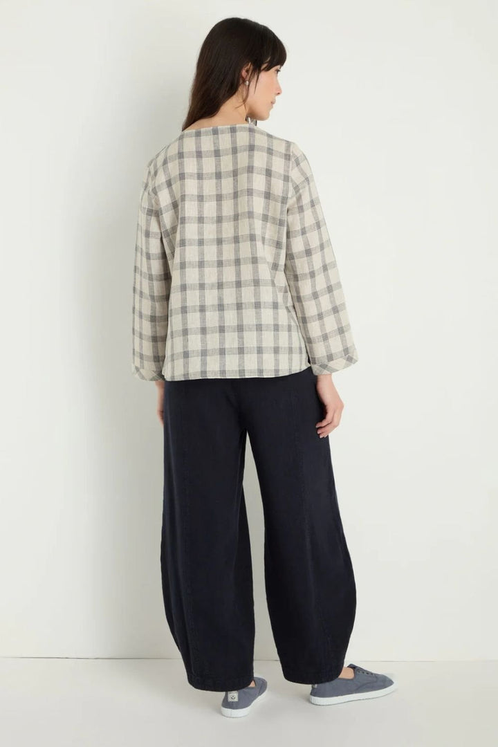 MULTI LINES GRID TOP | COL=ECRU