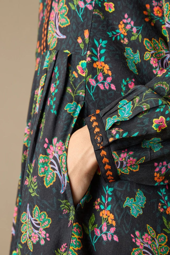 HAND DRAWN FLORAL DRESS | COL=MULTI