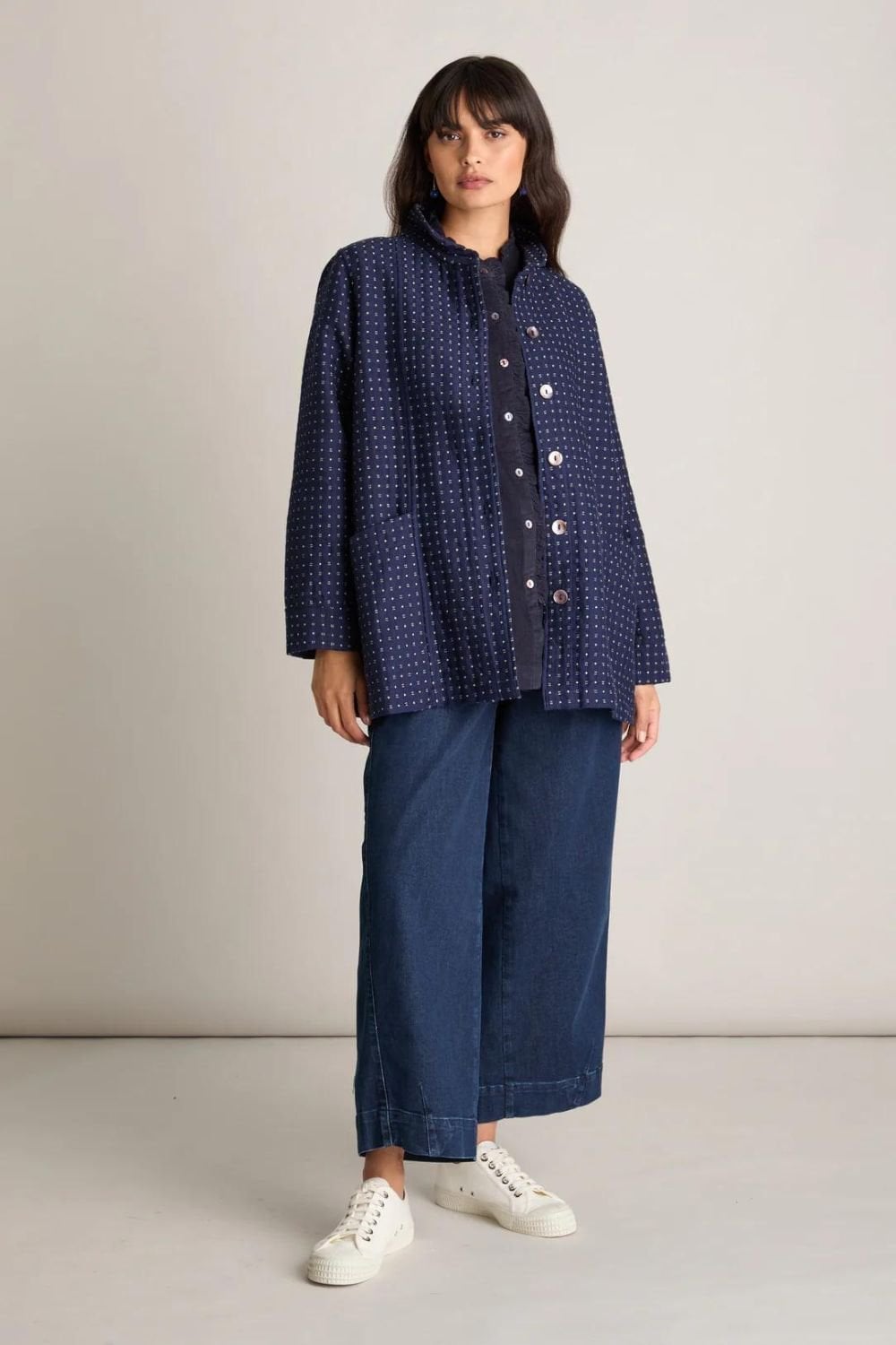 INDIGO WOOL COTTON JACKET | COL=INDIGO