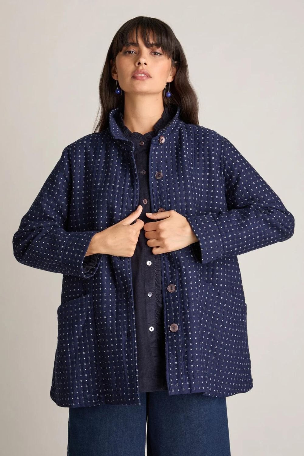 INDIGO WOOL COTTON JACKET | COL=INDIGO