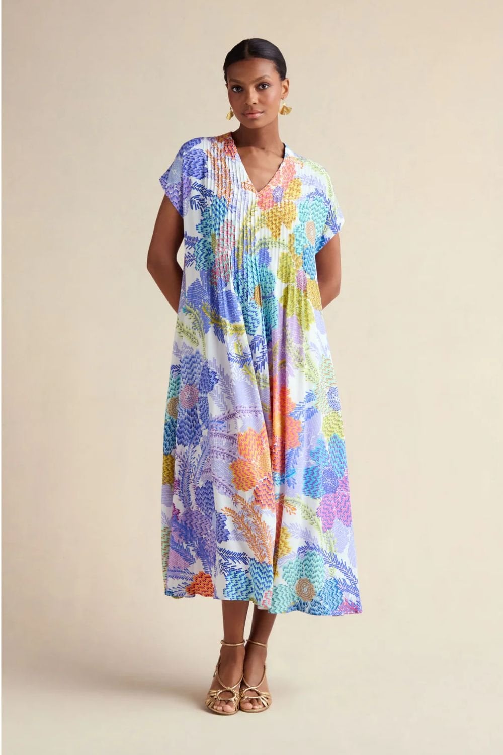 LIGHT PIXELATED PETALS DRESS | COL=MULTI