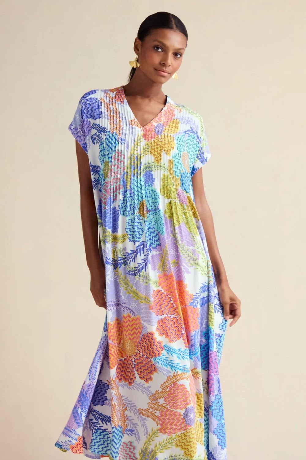 LIGHT PIXELATED PETALS DRESS | COL=MULTI