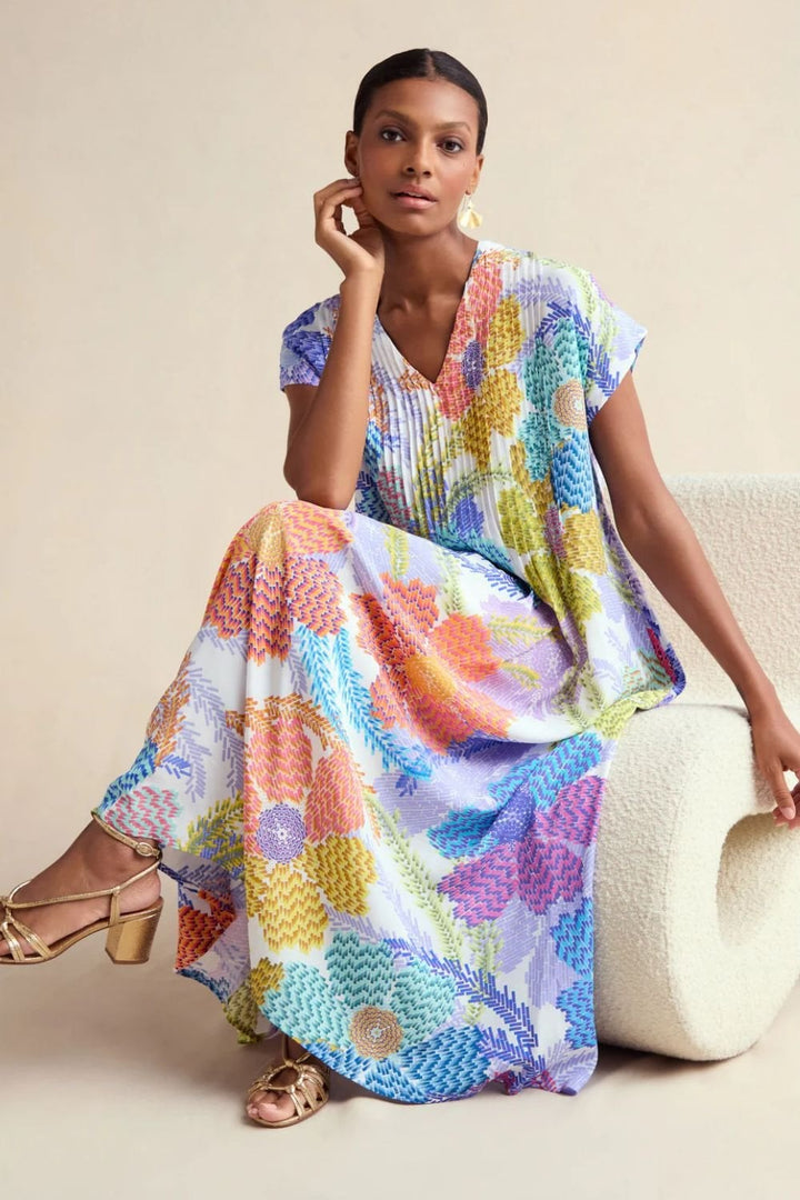 LIGHT PIXELATED PETALS DRESS | COL=MULTI