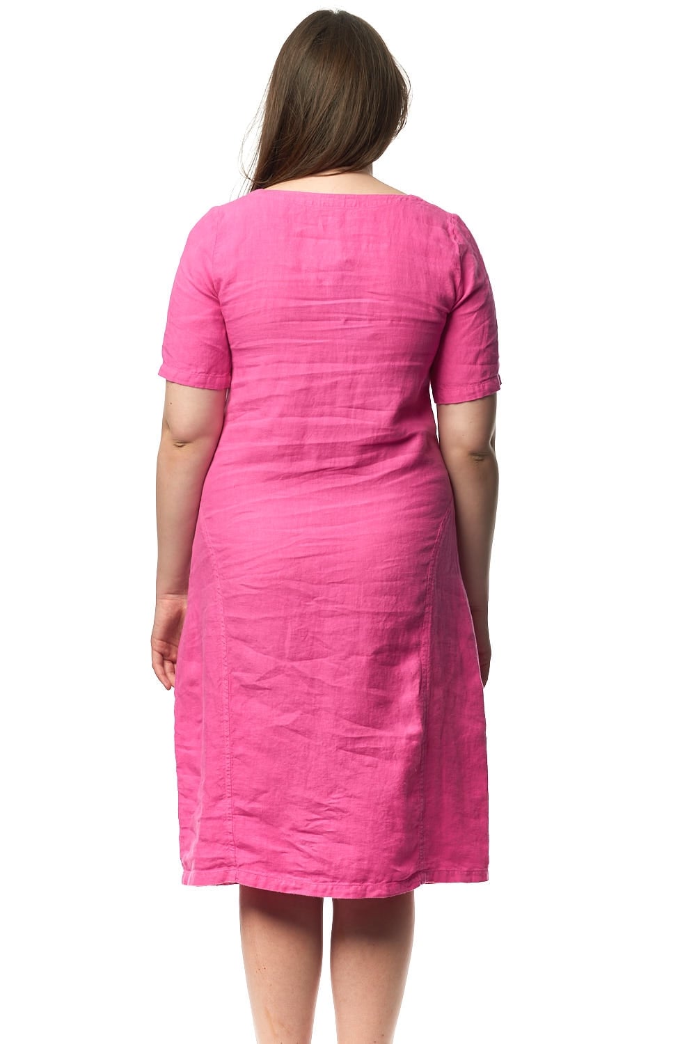 LINEN PANEL DETAIL DRESS | COL=AQUA,LIPSTICK