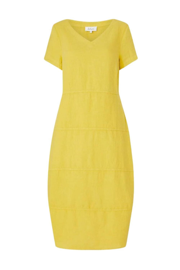 LINEN PANELLED BUBBLE DRESS | COL=SAFFRON