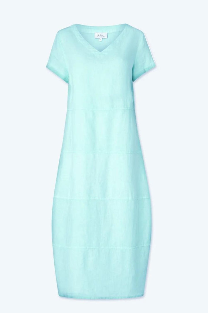 LINEN PANELLED BUBBLE DRESS | COL=ICE BLUE