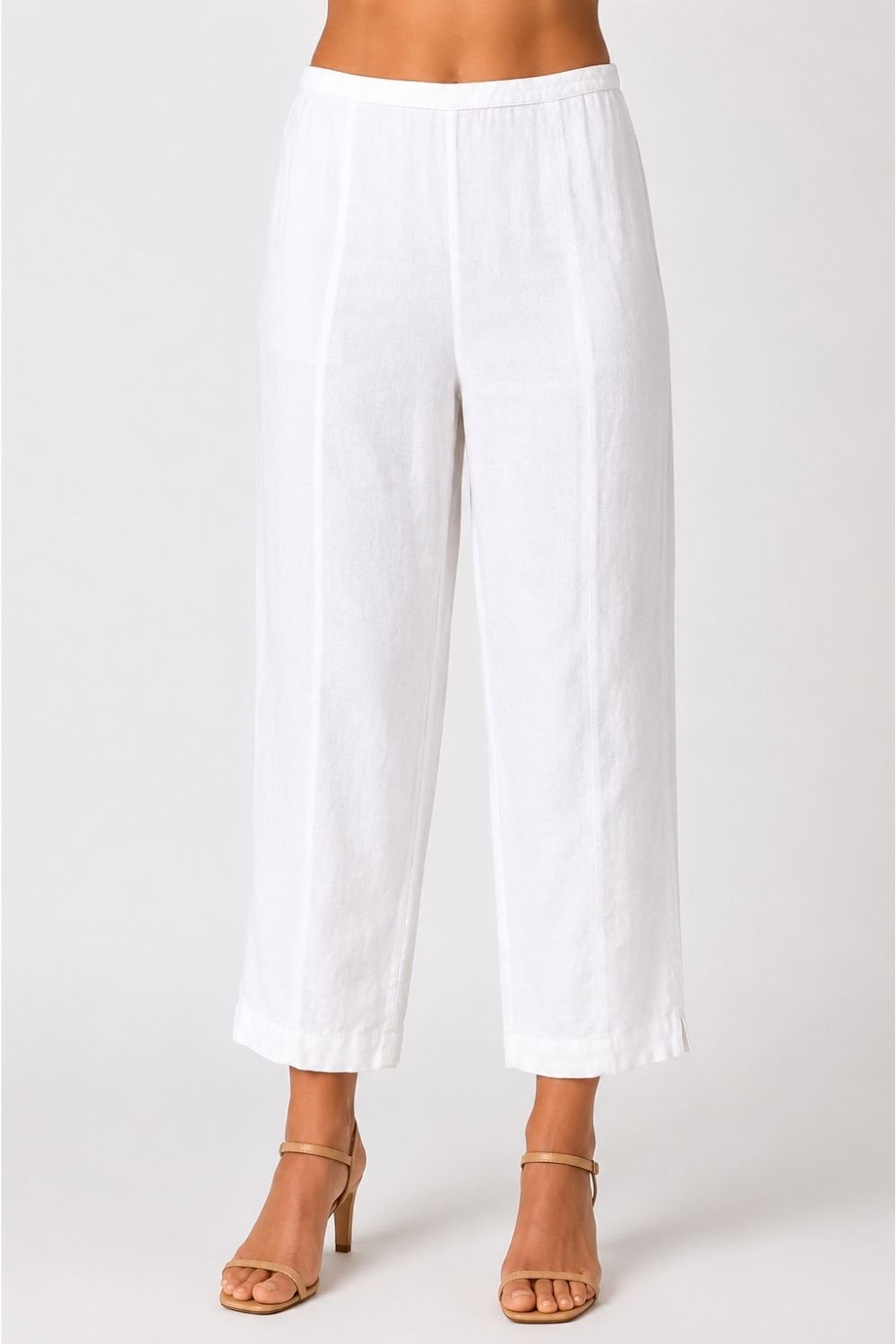 LINEN SLIM LEG TROUSER | COL=WHITE