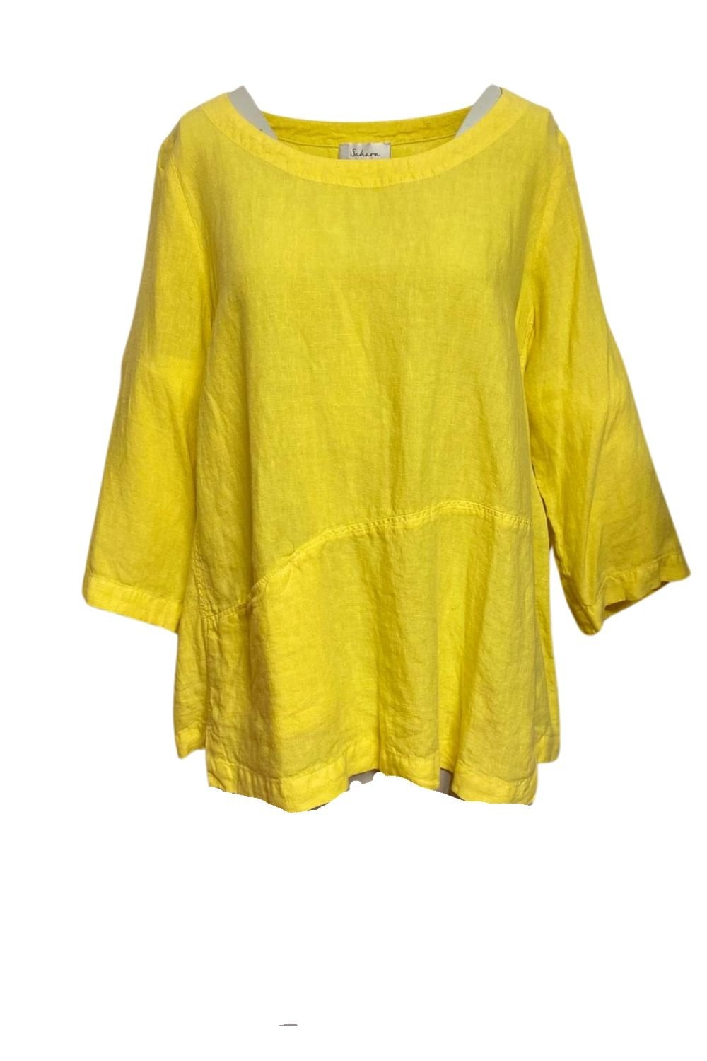 LINEN STEP HEM TOP | COL=CANARY