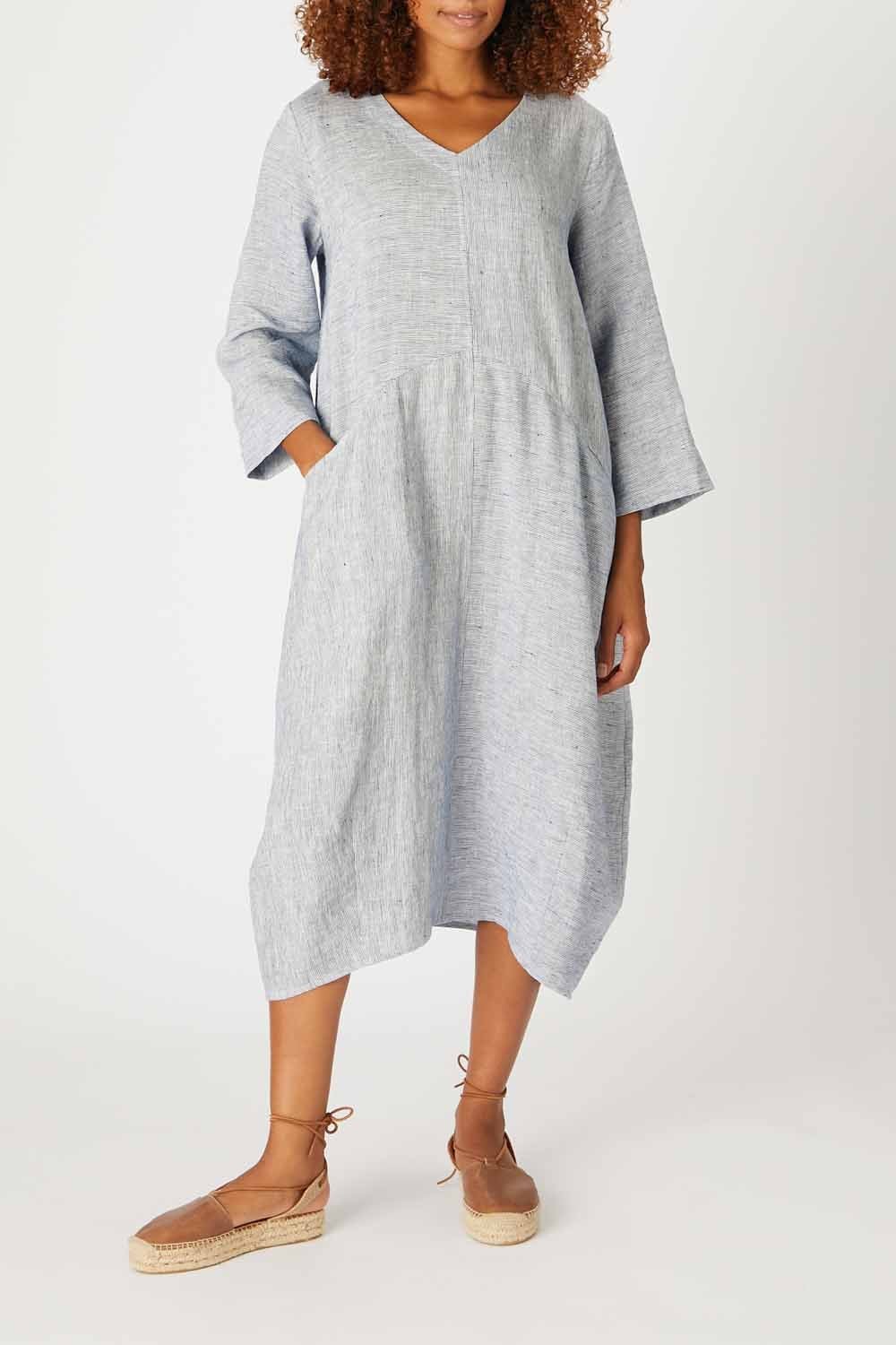 LINEN TICKING STRIPE DRESS | COL=MIX