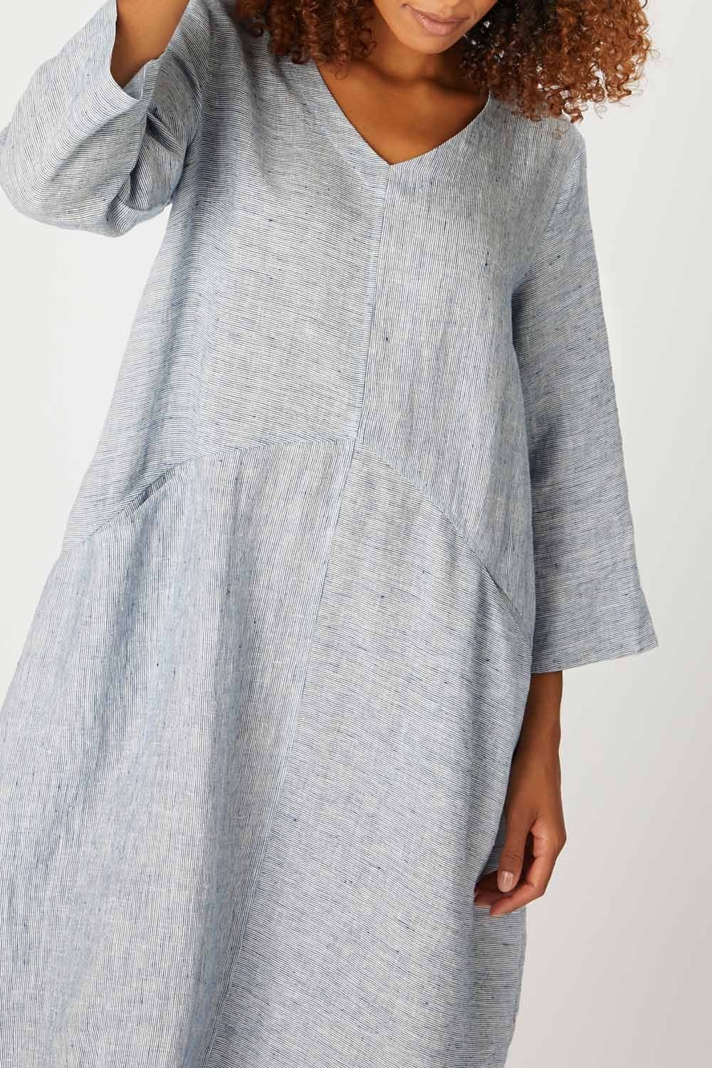 LINEN TICKING STRIPE DRESS | COL=MIX